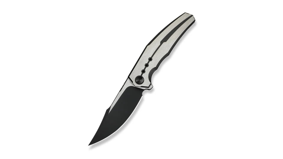WEKNIFE Kyklos Flipper Knife Satin / Black Titanium Handle (3.79" Black Stonewashed Bohler M390 Blade, Satin Flat)