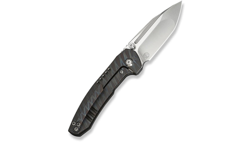 We Knife Co Ltd Weknife Micro Trogon Thumb Stud Knife Tiger Stripe Pattern Flamed Titanium Handle - WE24043-3