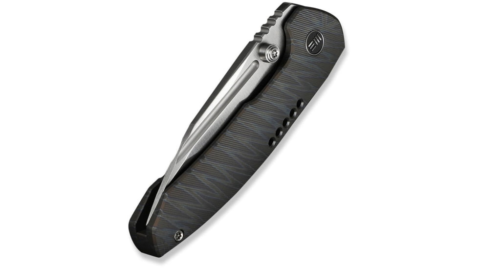 We Knife Co Ltd Weknife Micro Trogon Thumb Stud Knife Tiger Stripe Pattern Flamed Titanium Handle - WE24043-3