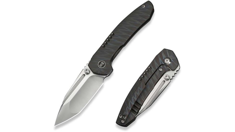 We Knife Co Ltd Weknife Micro Trogon Thumb Stud Knife Tiger Stripe Pattern Flamed Titanium Handle - WE24043-3