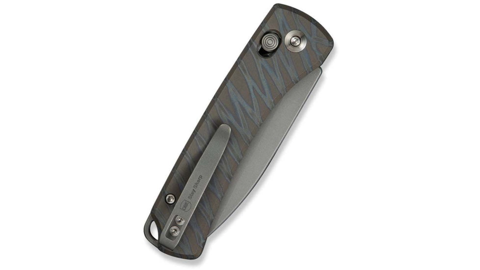 We Knife Co Ltd Weknife Nightblade Crossbar Lock Knife Tiger Stripe Pattern Flamed Titanium Handle 2.98inch Gray Stonewashed Cpm 20cv Blade We22046-3 - WE22046-3