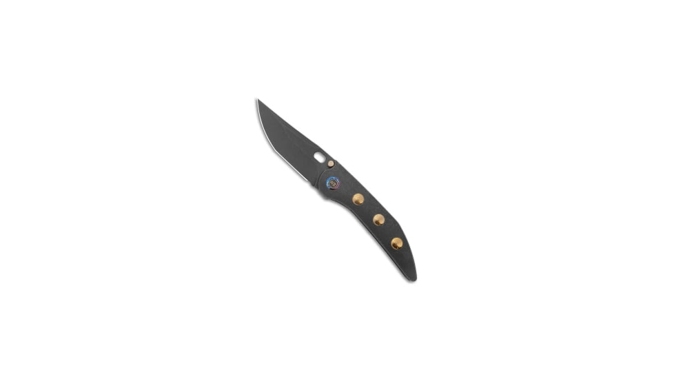 We Knife Co. WE Knife Co. Attor Integral Knife Black Ti + Gold Ti Inlay 3.6" Black SW, Black/Gold, CPM 20CV, adult, BHQ-203181
