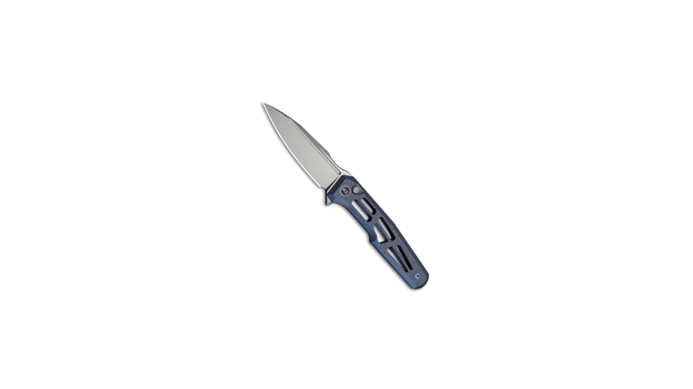 We Knife Co. WE Knife Co. Dressytak Button Lock Knife Skeletonized Blue Ti 3.4" Stonewash, Blue, Bohler M390, adult, BHQ-234063