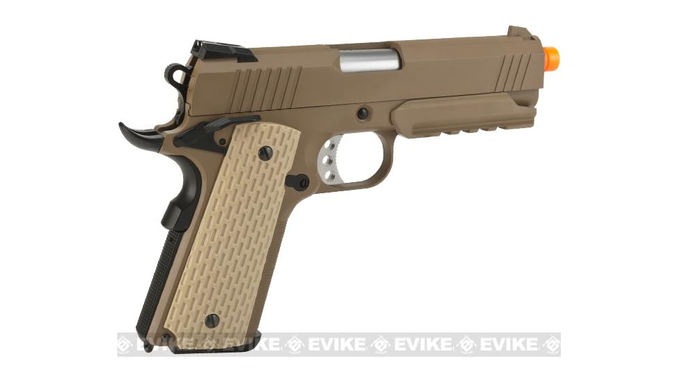 WE-Tech Full Metal 1911 Desert Warrior Socom 4.3 Airsoft Gas Blowback Pistol, Gun Only, Tan, WE-E011-T