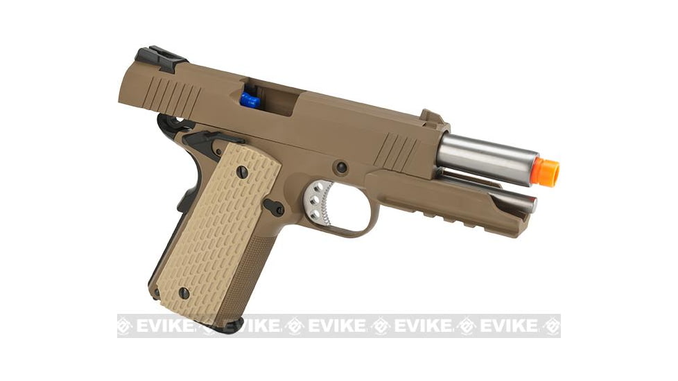 WE-Tech Full Metal 1911 Desert Warrior Socom 4.3 Airsoft Gas Blowback Pistol, Gun Only, Tan, WE-E011-T