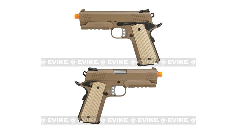 WE-Tech Full Metal 1911 Desert Warrior Socom 4.3 Airsoft Gas Blowback Pistol, Gun Only, Tan, WE-E011-T