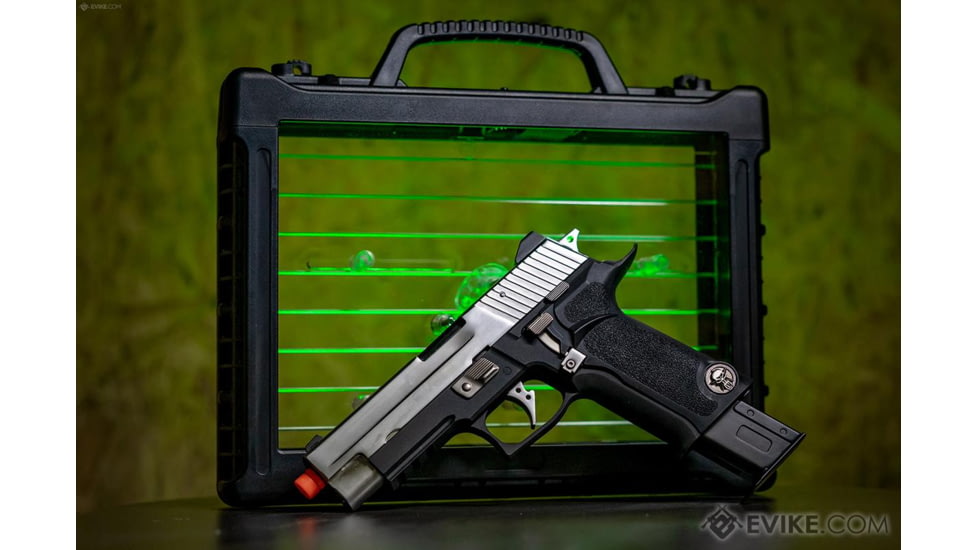 WE-Tech P-VIRUS Airsoft GBB Pistol, Pistol Only, Black/Silver, WE-F006-PV- Box