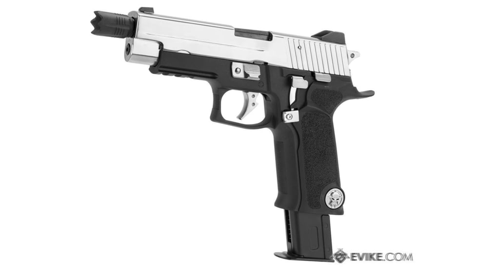 WE-Tech P-VIRUS Airsoft GBB Pistol, Pistol Only, Black/Silver, WE-F006-PV- Box