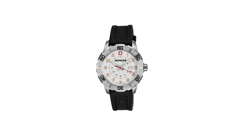 Wenger Mens Roadster Sport Watch w/ White Dial, Black Rubber Strap 851.104