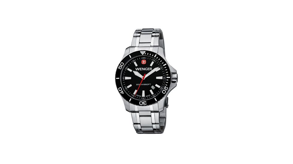 Wenger Sea Force Black Dial Black Bezel Bracelet 641105