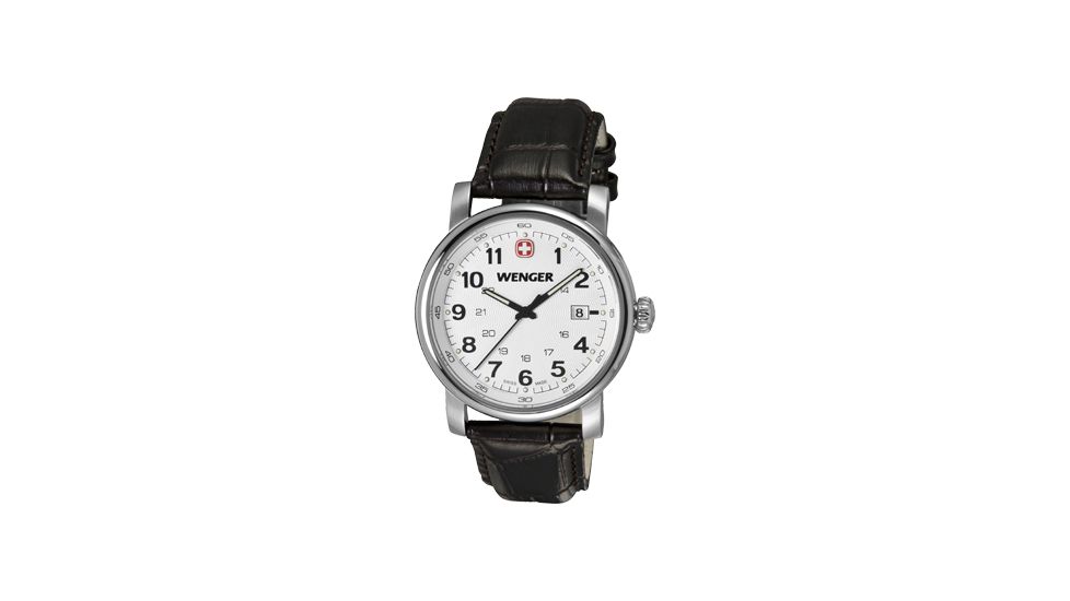 Wenger Urban Classic Silver Sunray Textured Dial, Brown Leather Strap 1041.101