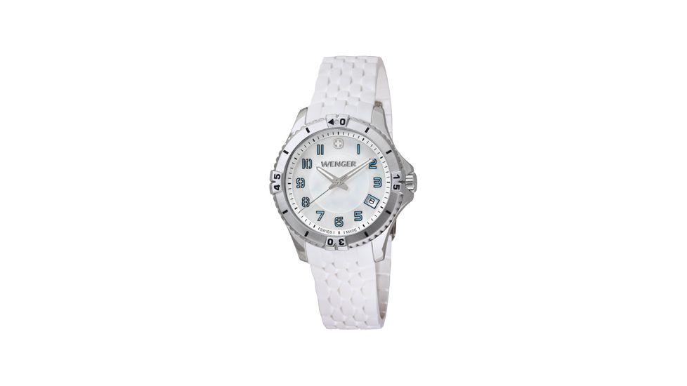 Wenger Womens Squadron White Dial, Blue Numbers, White Strap 0121.104