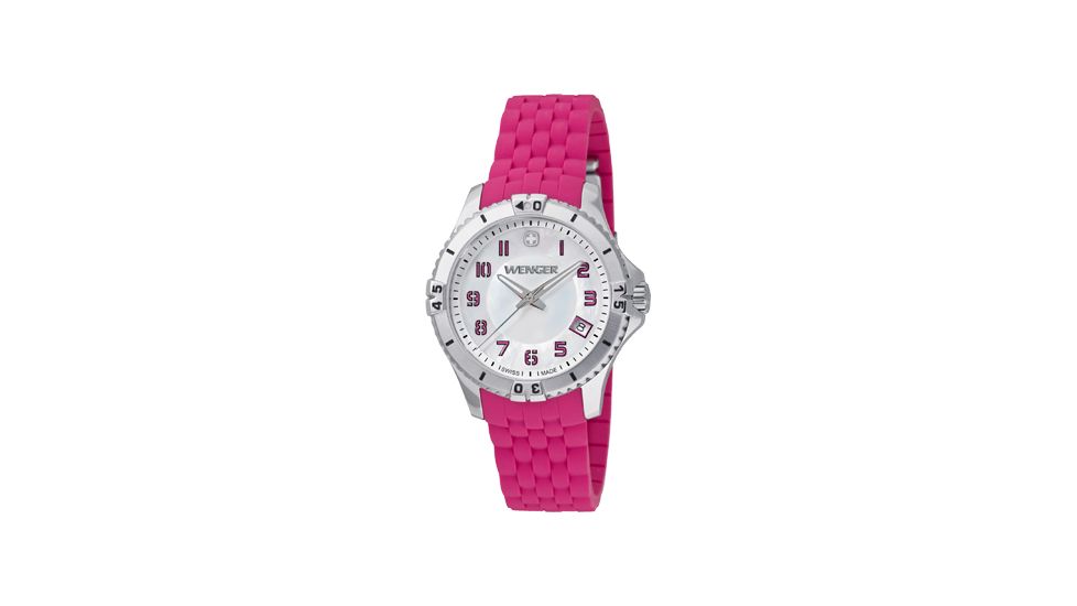 Wenger Womens Squadron White Dial, Pink Numbers, Pink Strap 0121.101