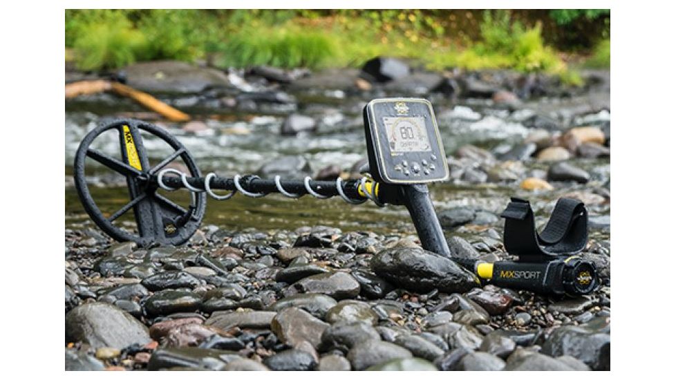 White's Electronics MXSport Metal Detector, Six Adjustable Hunt Programs / 10 in DD Waterproof Search Coil, Adjustable 46 in - 53 in 800-0347