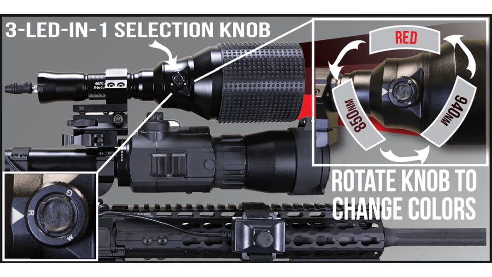 Wicked Hunting Lights A67iR 3-LED-In-1 Night Hunting Light Kit, 850nm Infrared, 940nm Infrared, Red, W2056