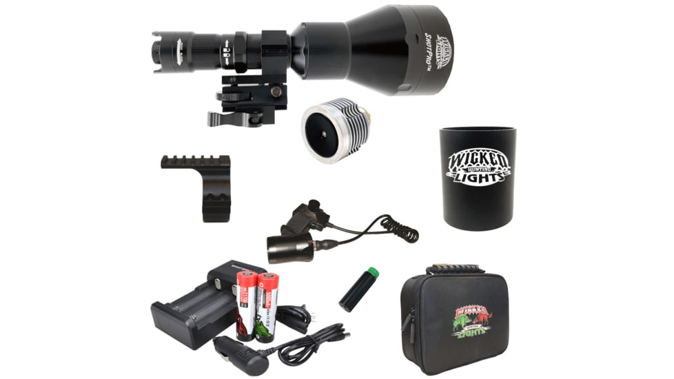 Wicked Hunting Lights ShotPro Red Ultra-Max LED Extreme Range Night Hunting Light Kit, Black, W2093