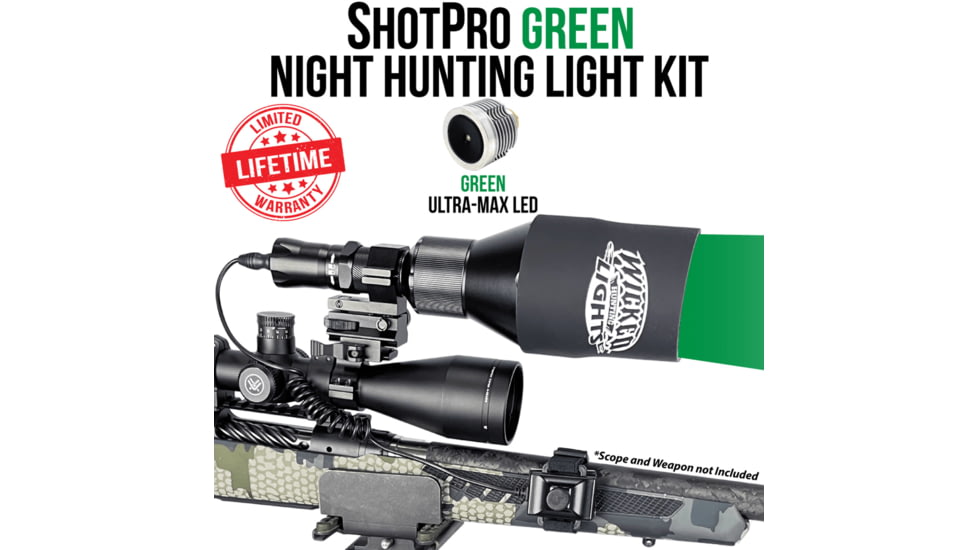 Wicked Hunting Lights ShotPro Ultra-Max LED Extreme Range Night Hunting Light Kit, Green, W2092