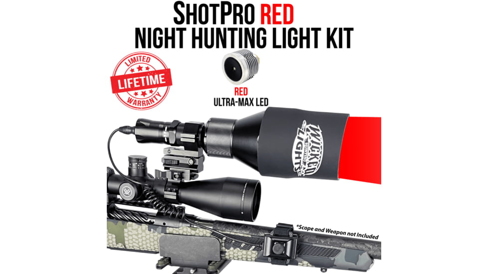 Wicked Hunting Lights ShotPro Ultra-Max LED Extreme Range Night Hunting Light Kit, Red, W2093