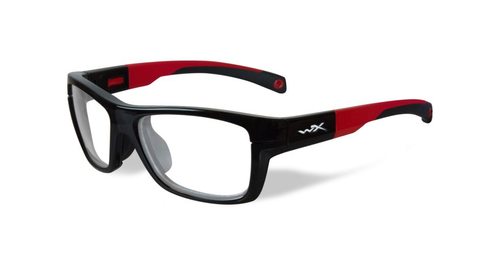 Wiley X Crush Sunglasses, Gloss Black/ Red Frame/ Clear, YFCRS01