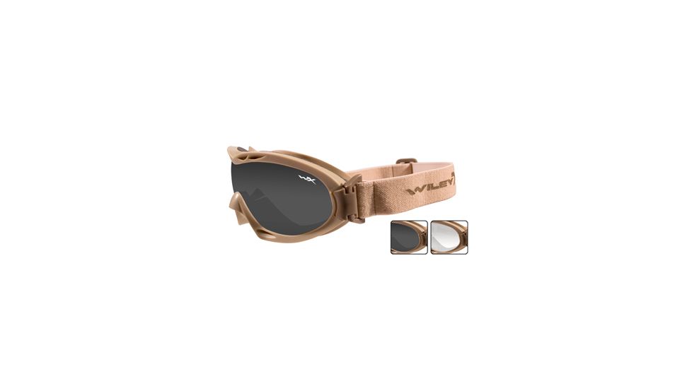 Wiley X Nerve Sunglasses - 2 Lens Package - Smoke Grey &amp; Clear / Tan Frame R-8051T