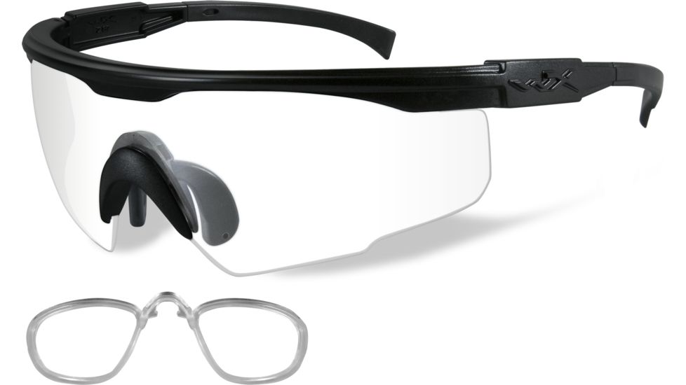 Wiley X PT-1 Sunglasses - Matte Black Frame w/ 2 Lens Package (Smoke Grey, Clear) w/ RX Insert PT-1SCRX
