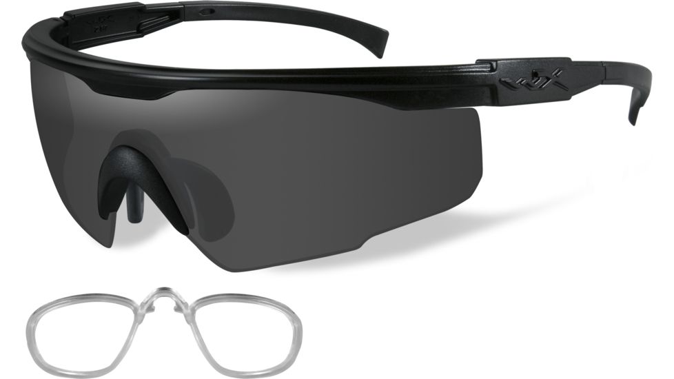 Wiley X PT-1 Sunglasses - Matte Black Frame w/ 2 Lens Package (Smoke Grey, Clear) w/ RX Insert PT-1SCRX