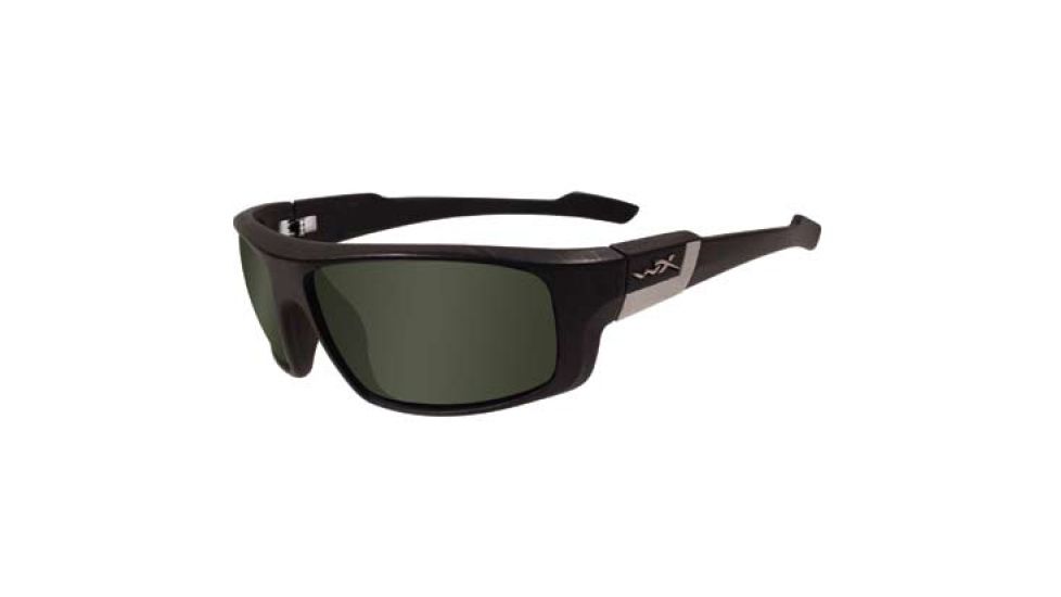 Wiley X Quake Sunglasses - Smoke Green Lenses, Black Frame SSQUA01