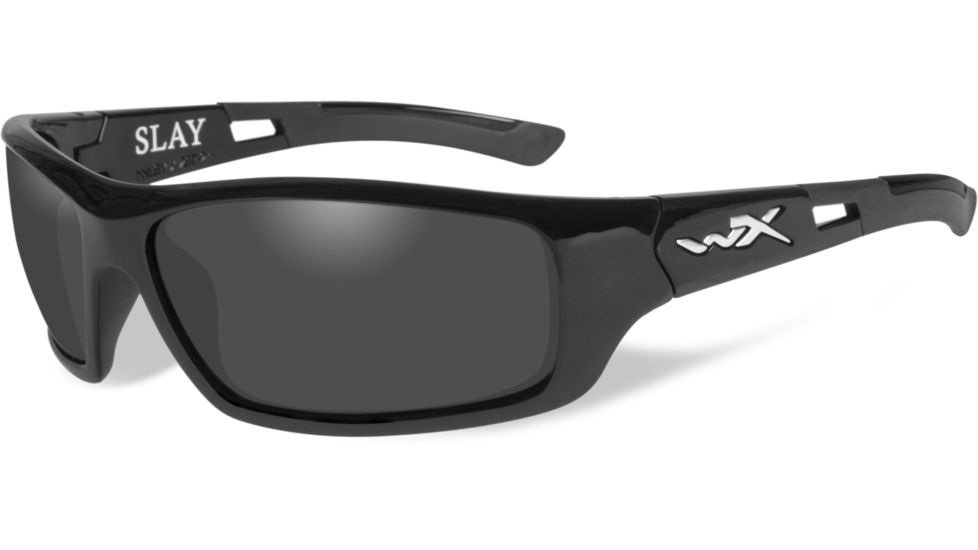 Wiley X Slay Single Vision Prescription Sunglasses, Gloss Black Frame, ACSLA04SV
