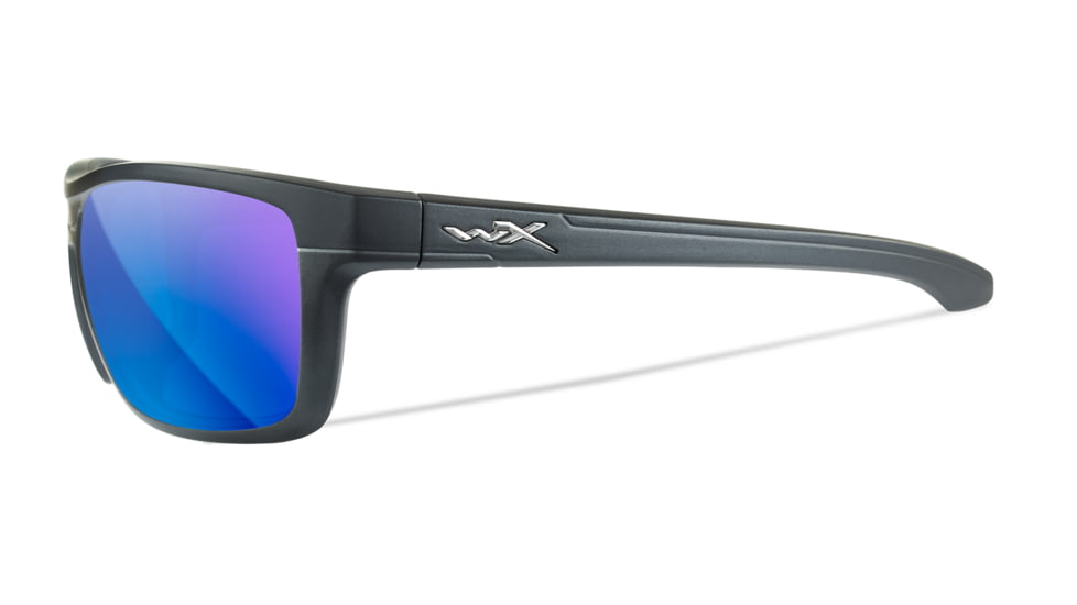 Wiley X WX Kingpin Safety Sunglasses, Matte Graphite Frame, Captivate Pol Blue Mirror Lens, ACKNG19