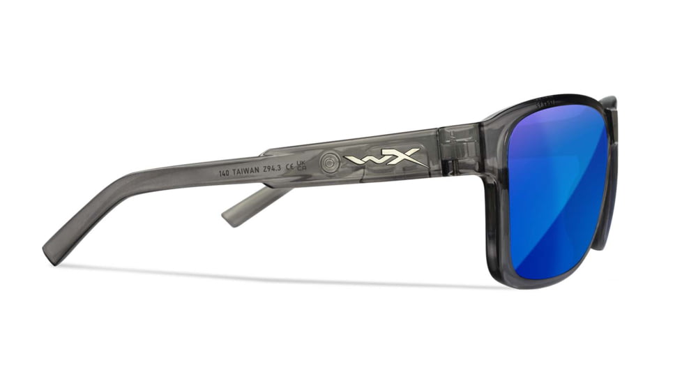 Wiley X WX Trek Sunglasses, Gloss Crystal Dark Grey Frame, Captivate Polarized Blue Mirror Lens, AC6TRK09