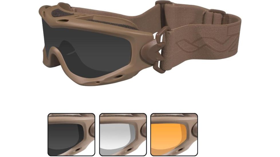 Wiley X Spear Goggles - Smoke Gray, Clear, Light Rust Lenses w/Tan Frame SP293T