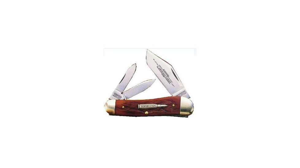 Winchester Knives 3 3/4in, 3 Blade Spline Back Serpentine Whittler w/ Burnt Orange Bone Handle W 18 39118