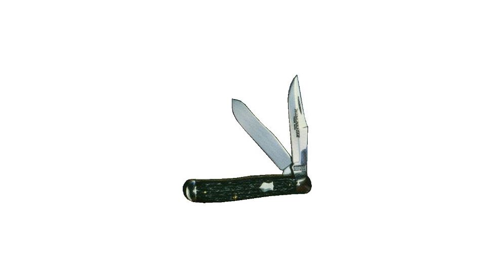 Winchester Knives 3 7/8in, 2 Blade Trapper w/ Saber Ground Master Blade and Peach Seed Bone Handle W 15 2904 1/2 PSB