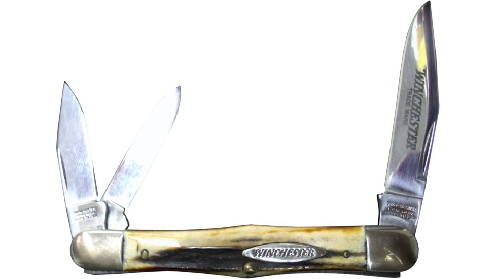 Winchester Knives 3 1/2in, 3 Blade Whittler Folding Knife w/ Stag Handle W 15 3571 S