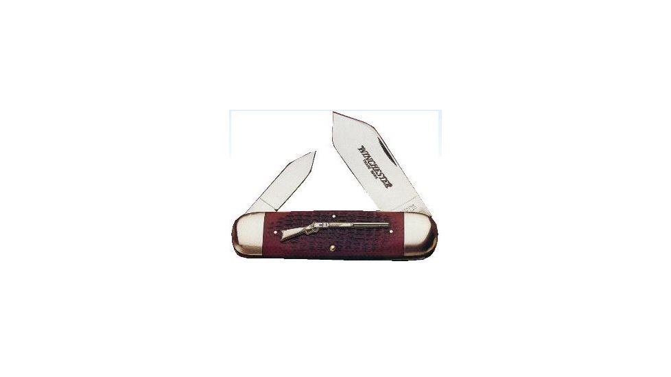 Winchester Knives 4 1/2in, 2 Blade Rope Sunfish Pattern w/ Burnt Orange Bone Handle, Rifle Shield W 15 29110 1/2