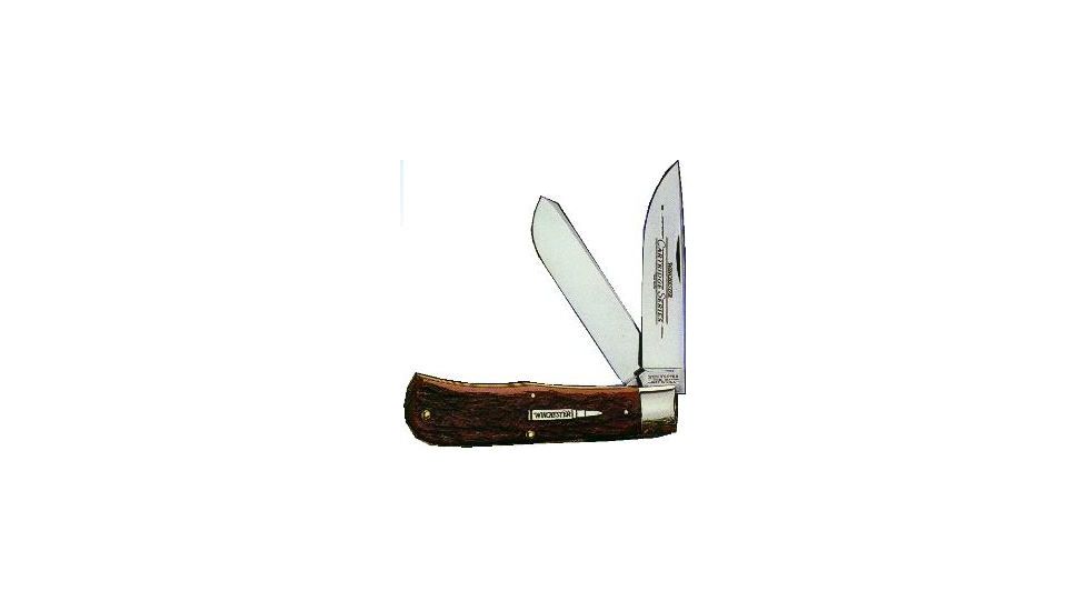 Winchester Knives 4 7/8in, 2 Blade Large Trapper w/ Burnt Orange Handle, Cartridge Shield W 18 29103