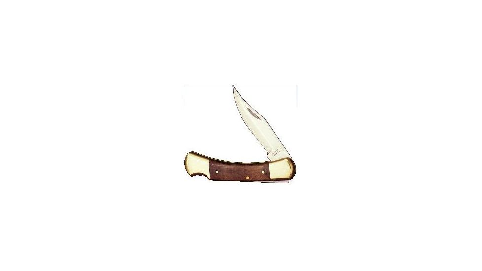 Winchester Knives 5in, 1 Blade Lockback w/ Wood Handle and Stainless Steel Blade w/ Leather Sheath LB 220 SS