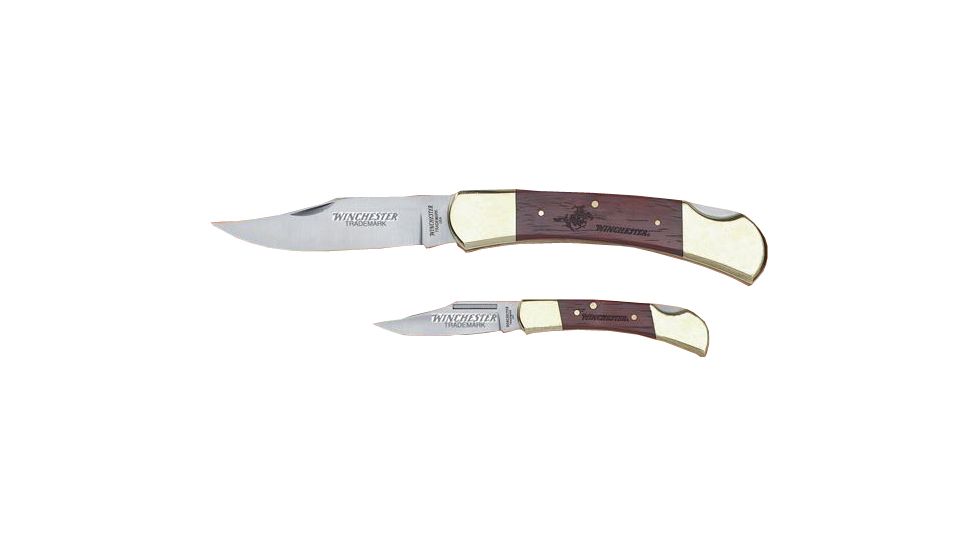 Winchester Knives Lockback Knife Combo Set, 3in Lockback and 5in Lockback w/Wood Handles, Clam Pack W 40 14017