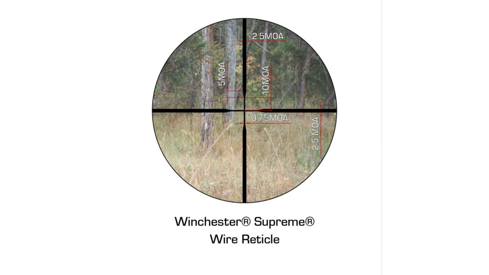Winchester Supreme Optics 3.5-10x50mm 1 inch Tube Rifle Scope, Second Focal Plane, Plex Wire Reticle, Black, 3.5-10x50