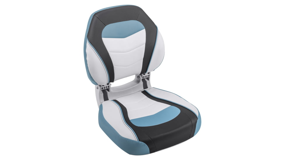 Wise Torsa Sport Folding Boat Seat, Sundance Blue Rain/Kixx Charcoal/Sky Grey, Medium, 3150-1817