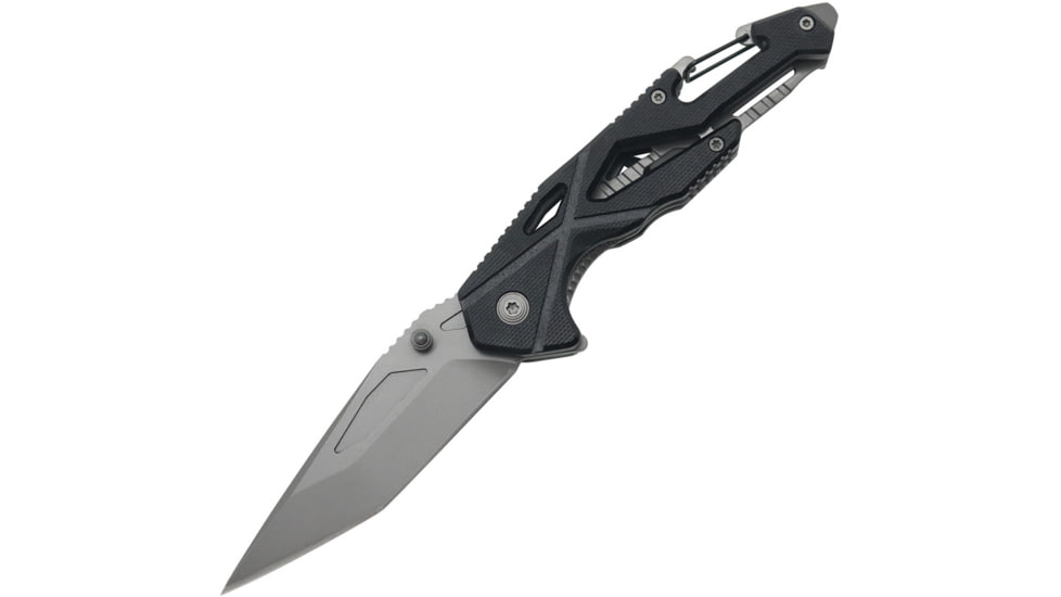 WithArmour Spider Linerlock Black Folding Knife, 3.13 tumbled finish 440C stainless tanto blade, Black G10 handle, WA-043BK