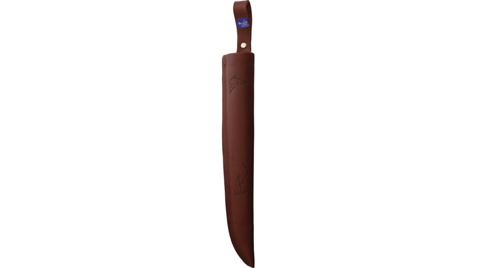 Wood Jewel Curly Birch Large Fillet Knife, 13.5in Overall, 8.75in Satin Finish Stainless Blade, Curly Birch Handle, Leather Sheath, 23FPI