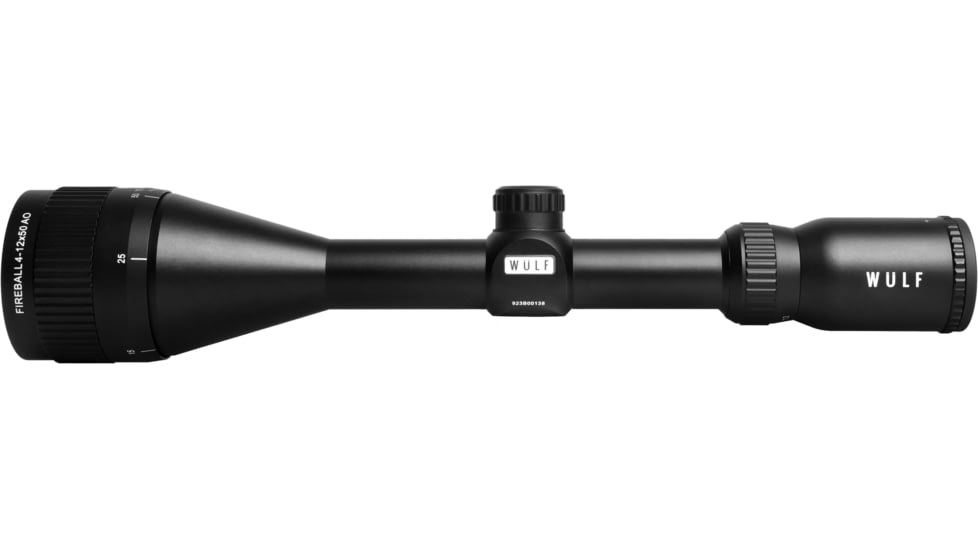 Wulf Optics Fireball 4-12x50 AO Rifle Scope, 1in Tube, Second Focal Plane, Half Mil-Dot Reticle, Black, WU9101
