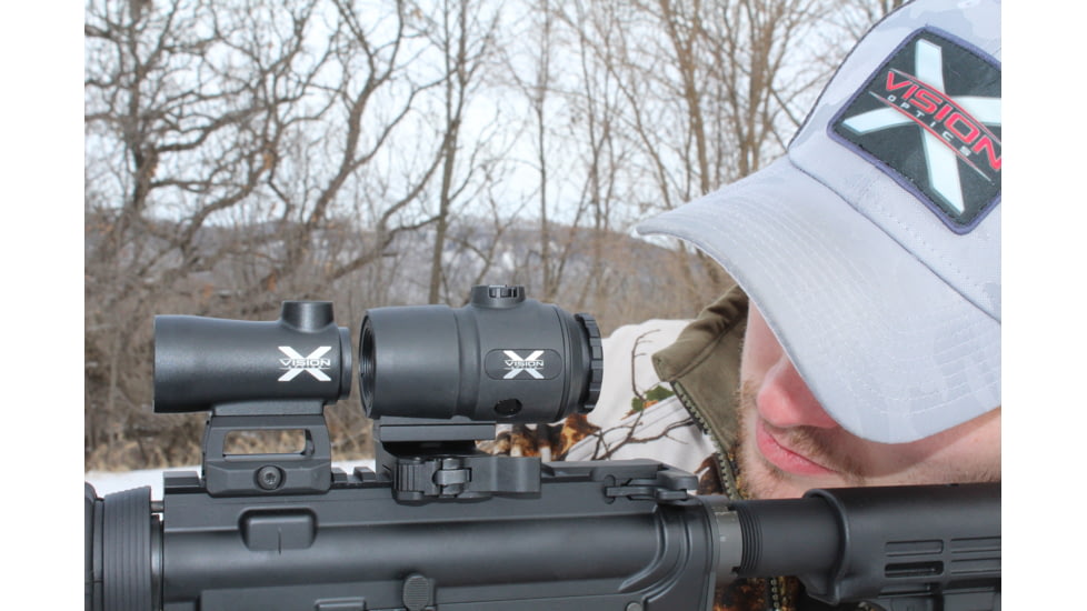 X-Vision MAAG 3x Red Dot Magnifier, 22mm, 2.5 in, 1/3 Co-Witness, Black, Small, MG1