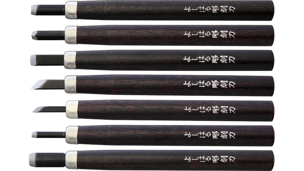 Yoshiharu Cutlery Japan H-7 Japanese Carving Knife Set, 7 overall, Brown wood handle, AC018