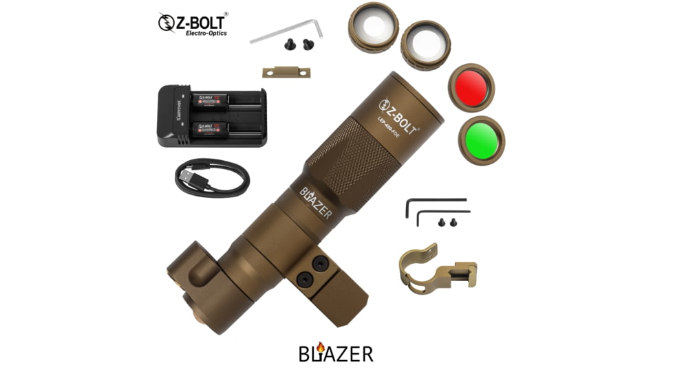 Z-Bolt Blazer LEP Weapon Light - 18350 - Cable Port &amp; Arms Mount, Black, LEP-18350-PORT-BLK-PHCF-17S