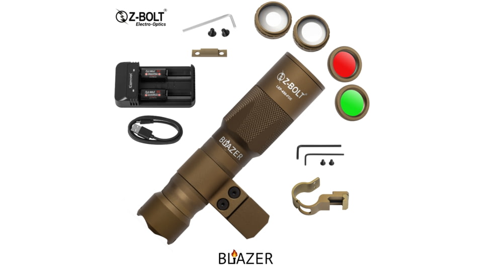 Z-Bolt Blazer LEP Weapon Light Laser - SBR, SMG - 18350, FDE, LEP-18350-FDE-PHCF