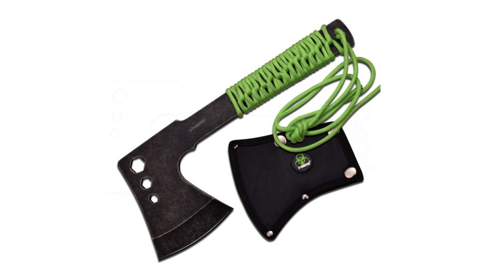 Z-Hunter 10in, Stainless Steel Blade, Full Tang Green Cord Wrapped Stainless Steel Handle ZB-AXE8