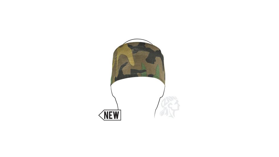 Zan Headgear Cotton Headband, Woodland Camo w/ Velcro Clsoure HBV118