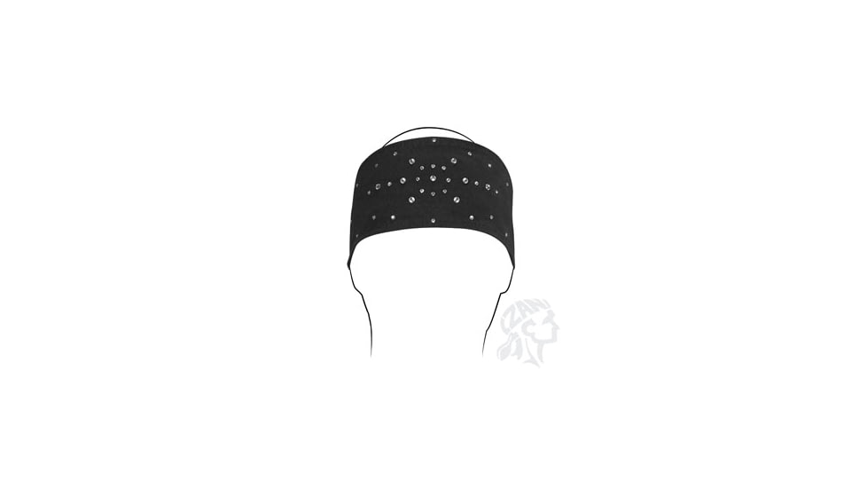 Zan Headgear Headband, Cotton, Highway Honey, Black, Rhinestones HHBV001